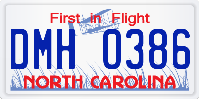 NC license plate DMH0386