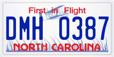 NC license plate DMH0387