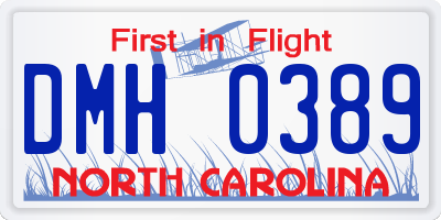 NC license plate DMH0389