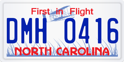 NC license plate DMH0416
