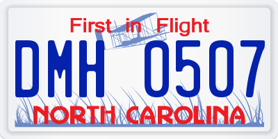 NC license plate DMH0507
