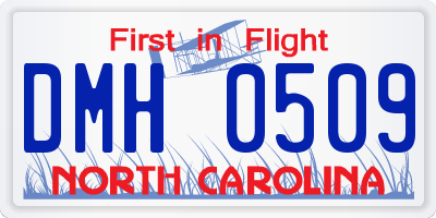 NC license plate DMH0509