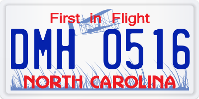 NC license plate DMH0516
