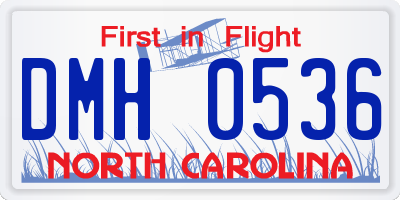 NC license plate DMH0536