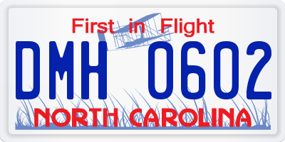 NC license plate DMH0602