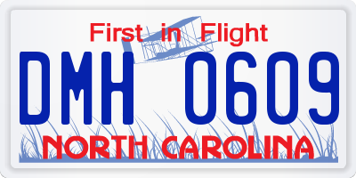 NC license plate DMH0609