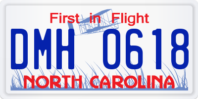 NC license plate DMH0618