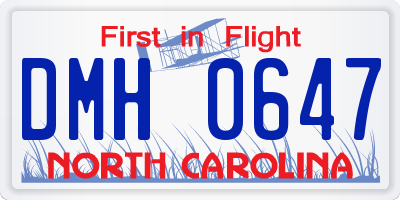 NC license plate DMH0647