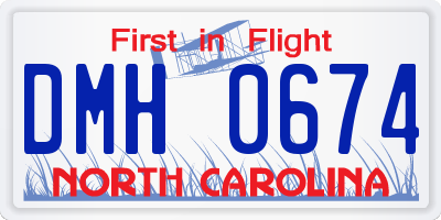NC license plate DMH0674