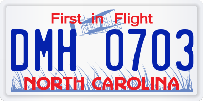 NC license plate DMH0703