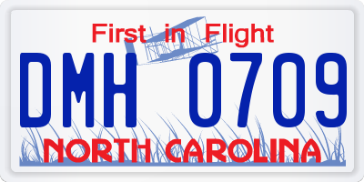 NC license plate DMH0709