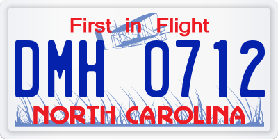NC license plate DMH0712