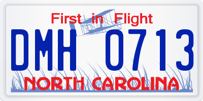 NC license plate DMH0713