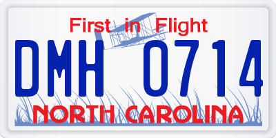 NC license plate DMH0714