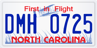 NC license plate DMH0725