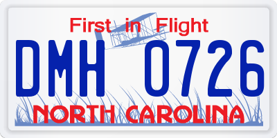 NC license plate DMH0726