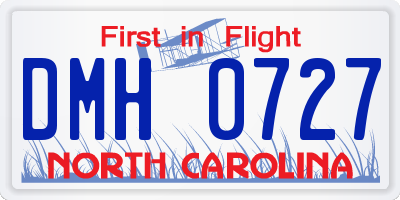 NC license plate DMH0727
