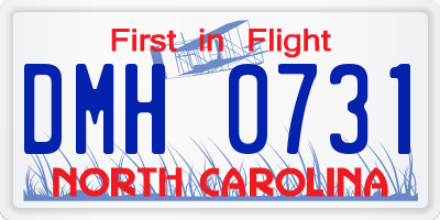 NC license plate DMH0731
