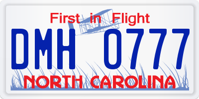 NC license plate DMH0777