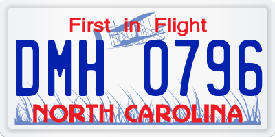 NC license plate DMH0796