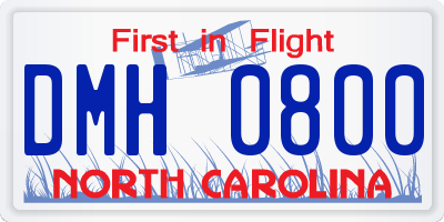 NC license plate DMH0800