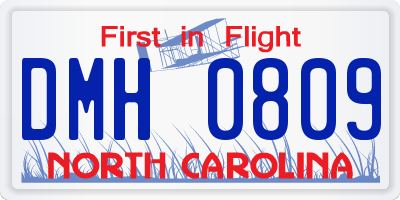 NC license plate DMH0809