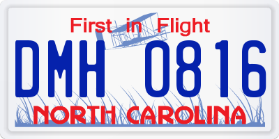NC license plate DMH0816