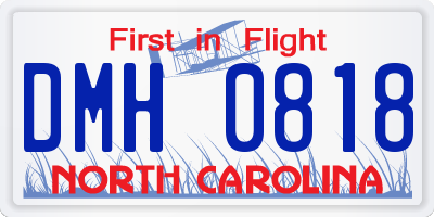NC license plate DMH0818