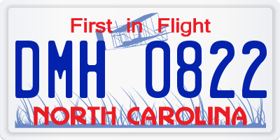 NC license plate DMH0822