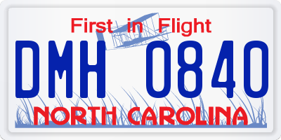 NC license plate DMH0840