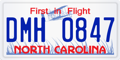 NC license plate DMH0847