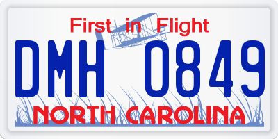 NC license plate DMH0849