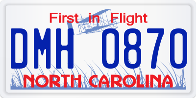 NC license plate DMH0870