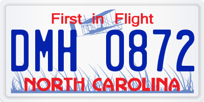 NC license plate DMH0872