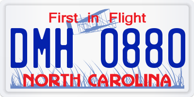 NC license plate DMH0880