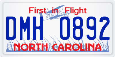 NC license plate DMH0892