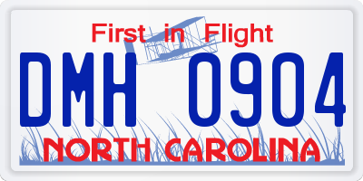 NC license plate DMH0904