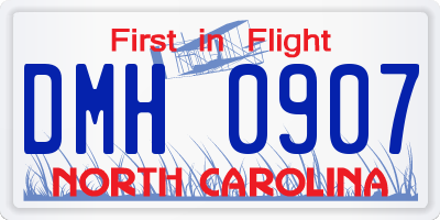 NC license plate DMH0907