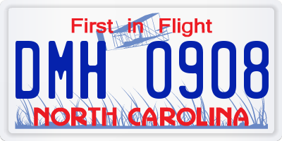 NC license plate DMH0908