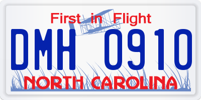 NC license plate DMH0910