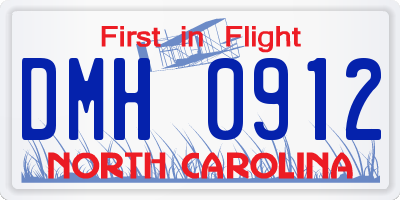 NC license plate DMH0912