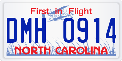 NC license plate DMH0914