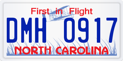 NC license plate DMH0917