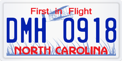NC license plate DMH0918