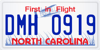 NC license plate DMH0919
