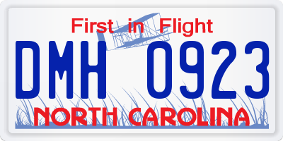 NC license plate DMH0923