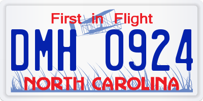 NC license plate DMH0924