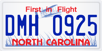 NC license plate DMH0925