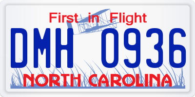 NC license plate DMH0936
