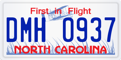 NC license plate DMH0937
